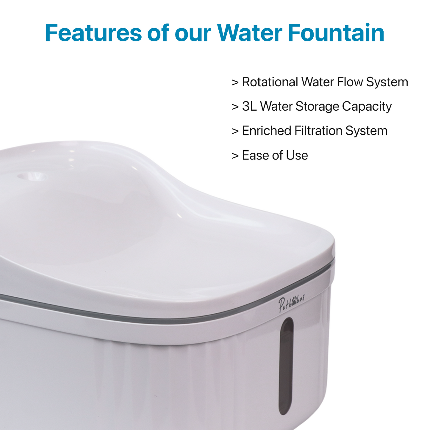PETBABAS Automatic Pet Water Fountain for Cats and Dogs