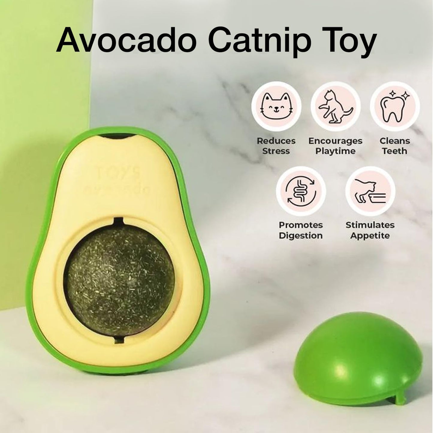 Petbabas Avocado-Shaped Cat Toy with Catnip