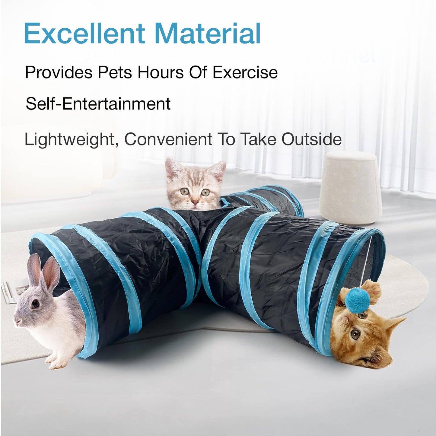 Petbabas 3-Way Pet Tunnels and Activity Toys for Small Animals
