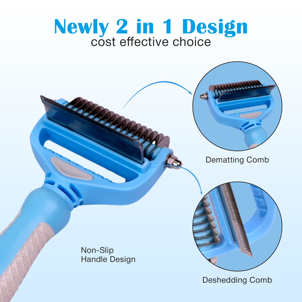 PETBABAS Dog Brush Dogs Comb, 2 in 1 Deshedding Tool
