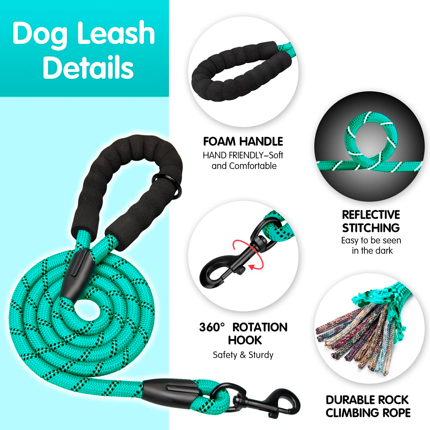 PETBABAS Reflective Adjustable Pet Leash for Dogs and Cats