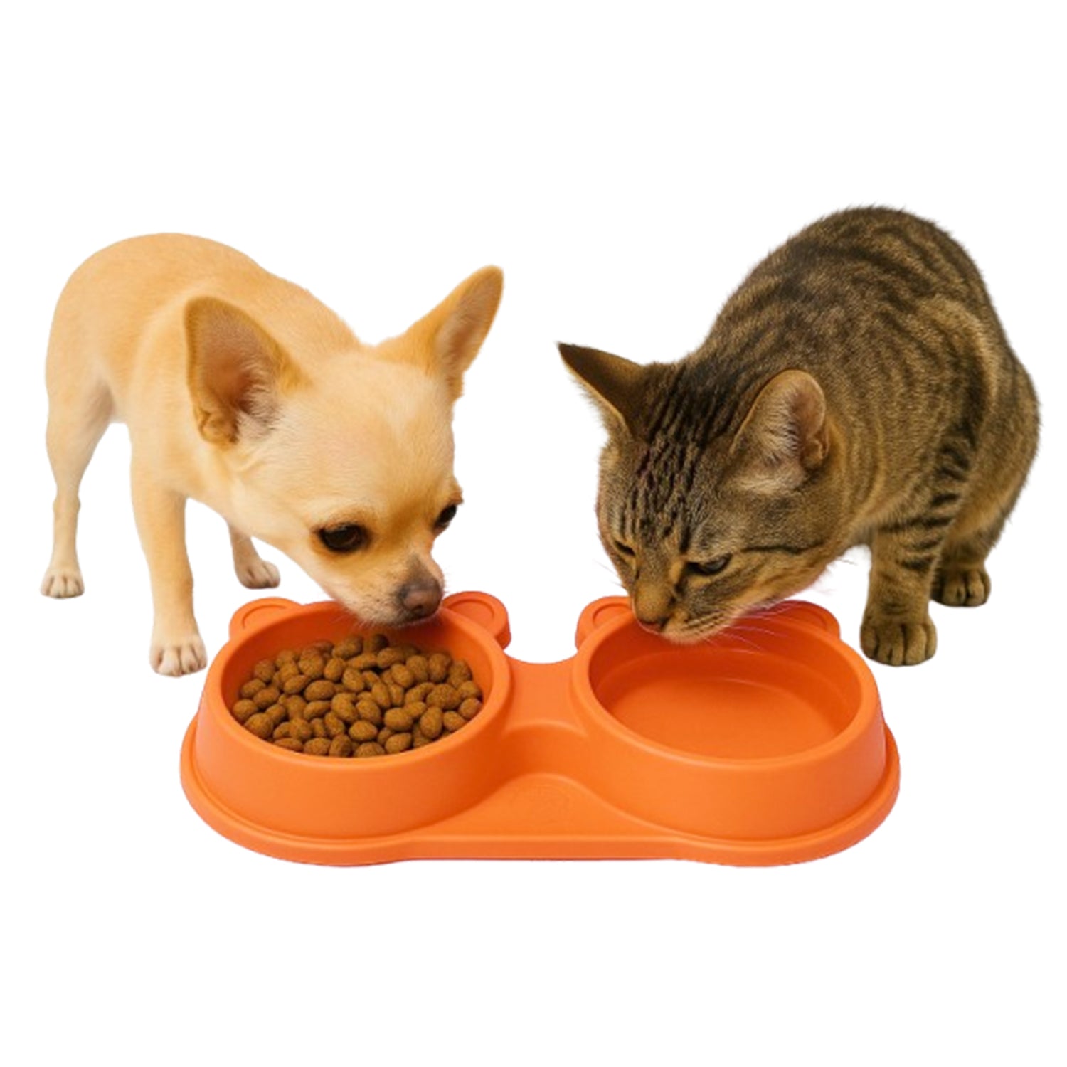 Petbabas Dog Ceramic teddy Bear Shaped Cute 2 in 1 Feeding Bowl