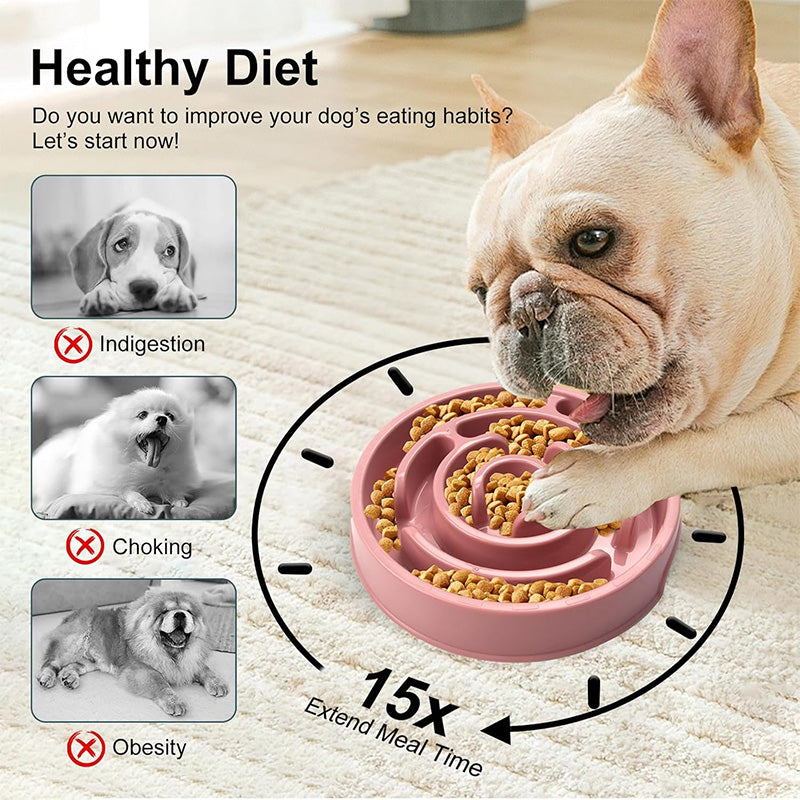 Petbabas Round Slow Feeder Bowl