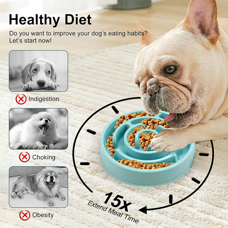 Petbabas Round Slow Feeder Bowl