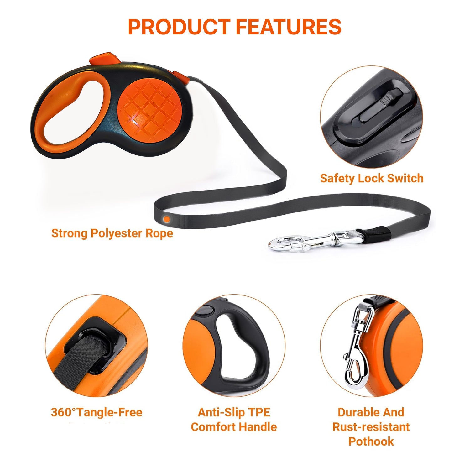 PETBABAS Adjustable Retractable Dog Leash