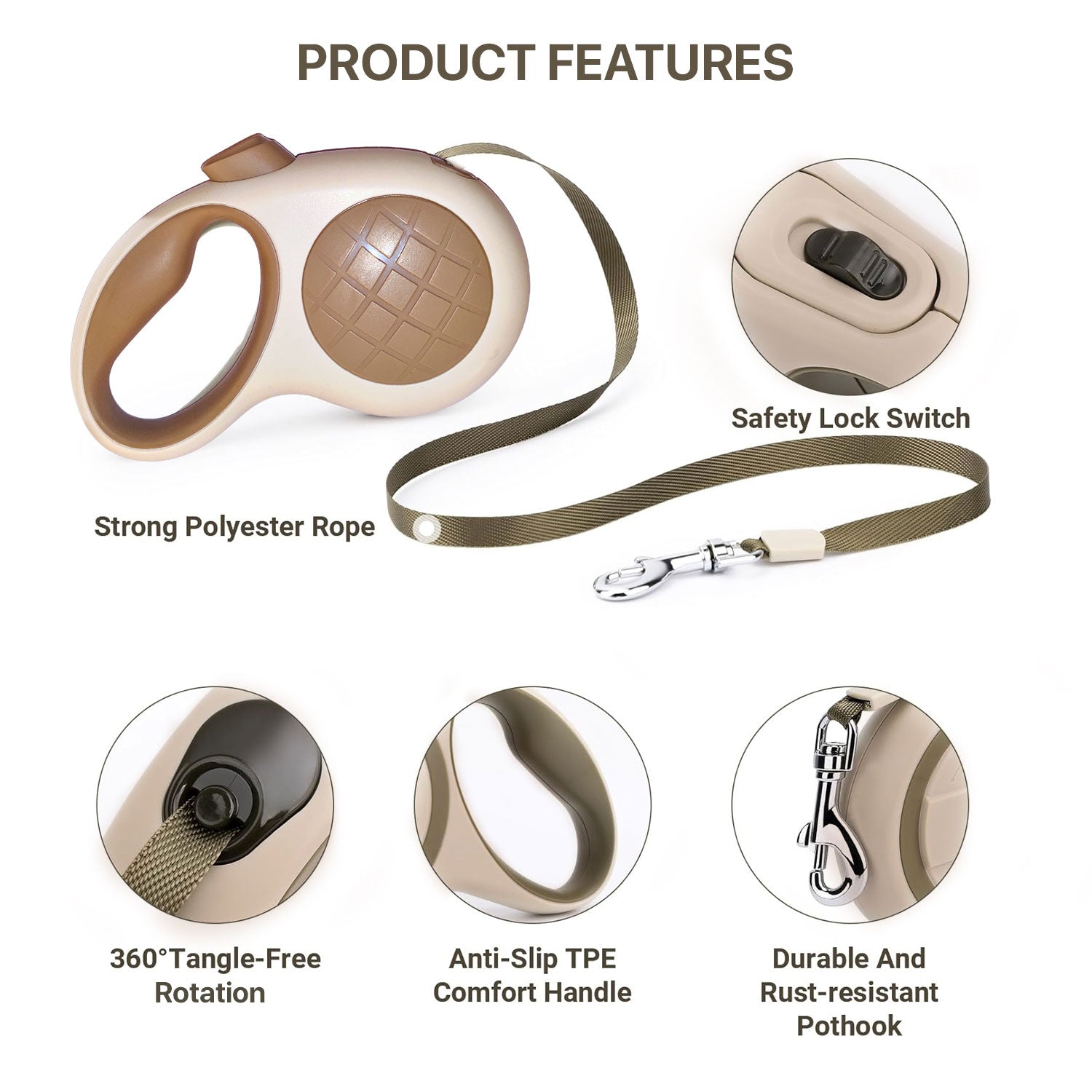 PETBABAS Adjustable Retractable Dog Leash