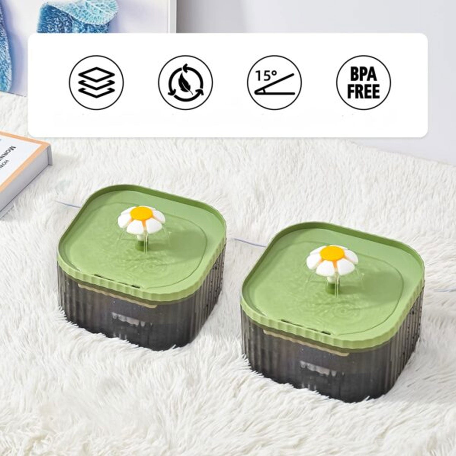 PETBABAS Automatic Pet Water Fountain for Cats and Dogs Ultra-Quiet