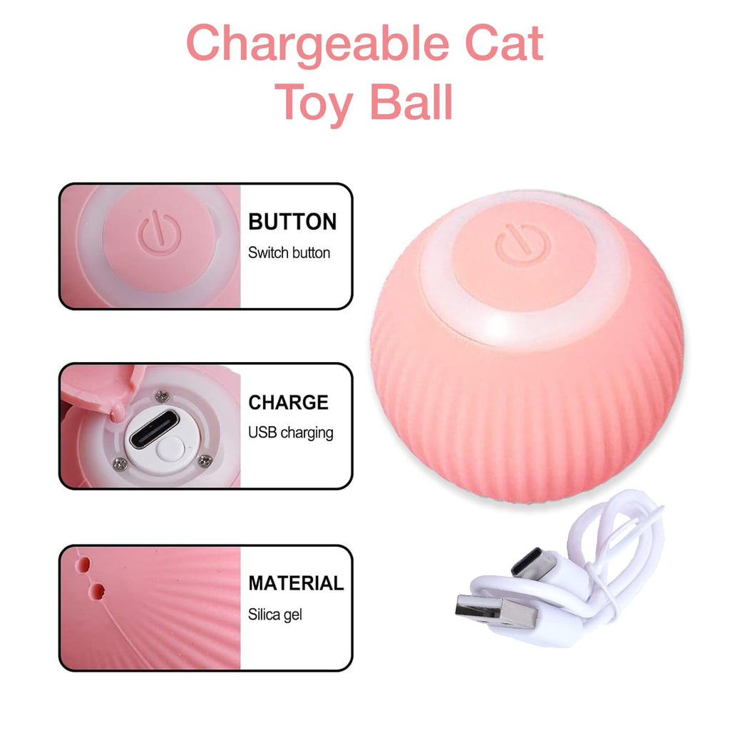 Petbabas Smart 360° Self-Rolling Cat Chasing Rotatable Toy Ball with LED Lights