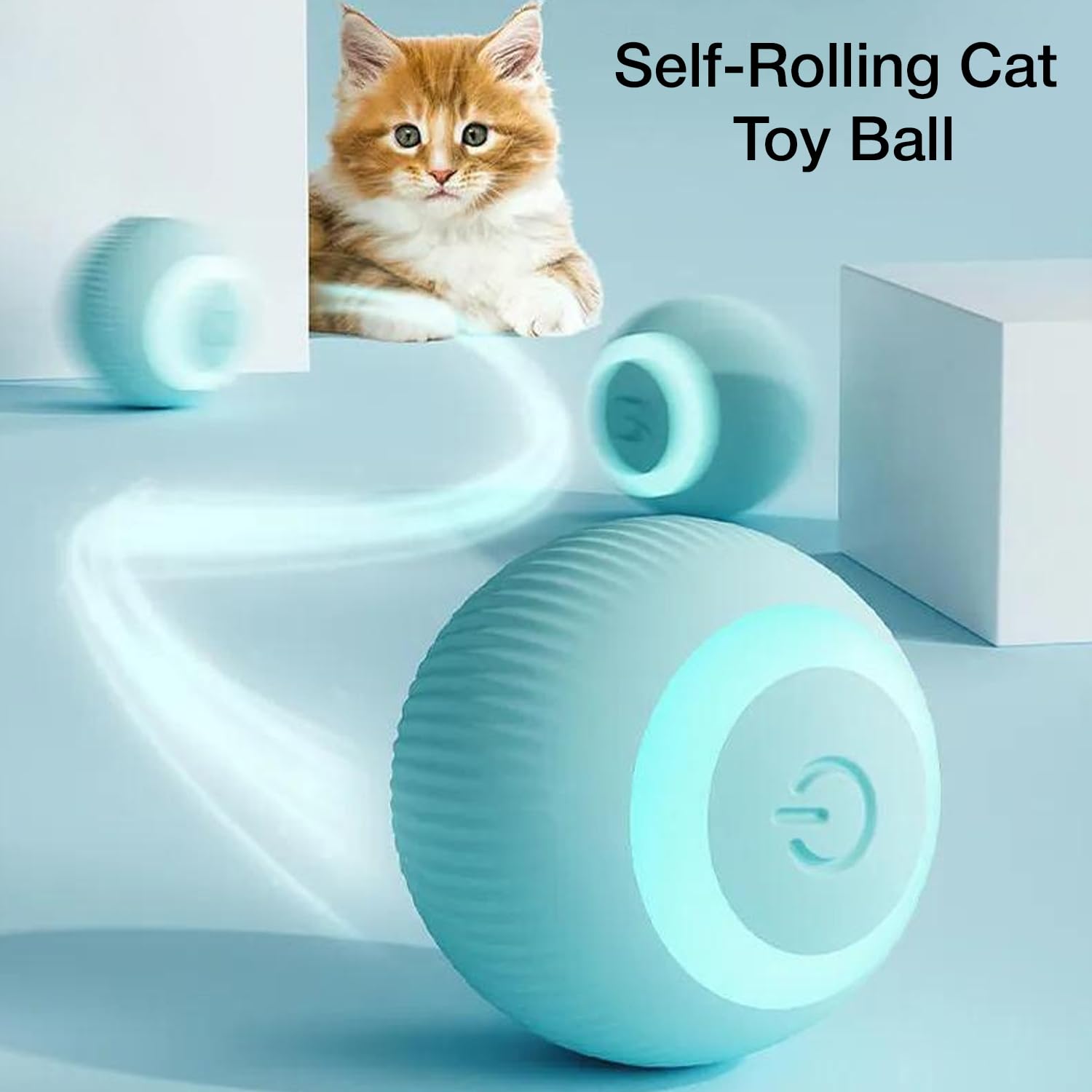 Petbabas Smart 360° Self-Rolling Cat Chasing Rotatable Toy Ball with LED Lights
