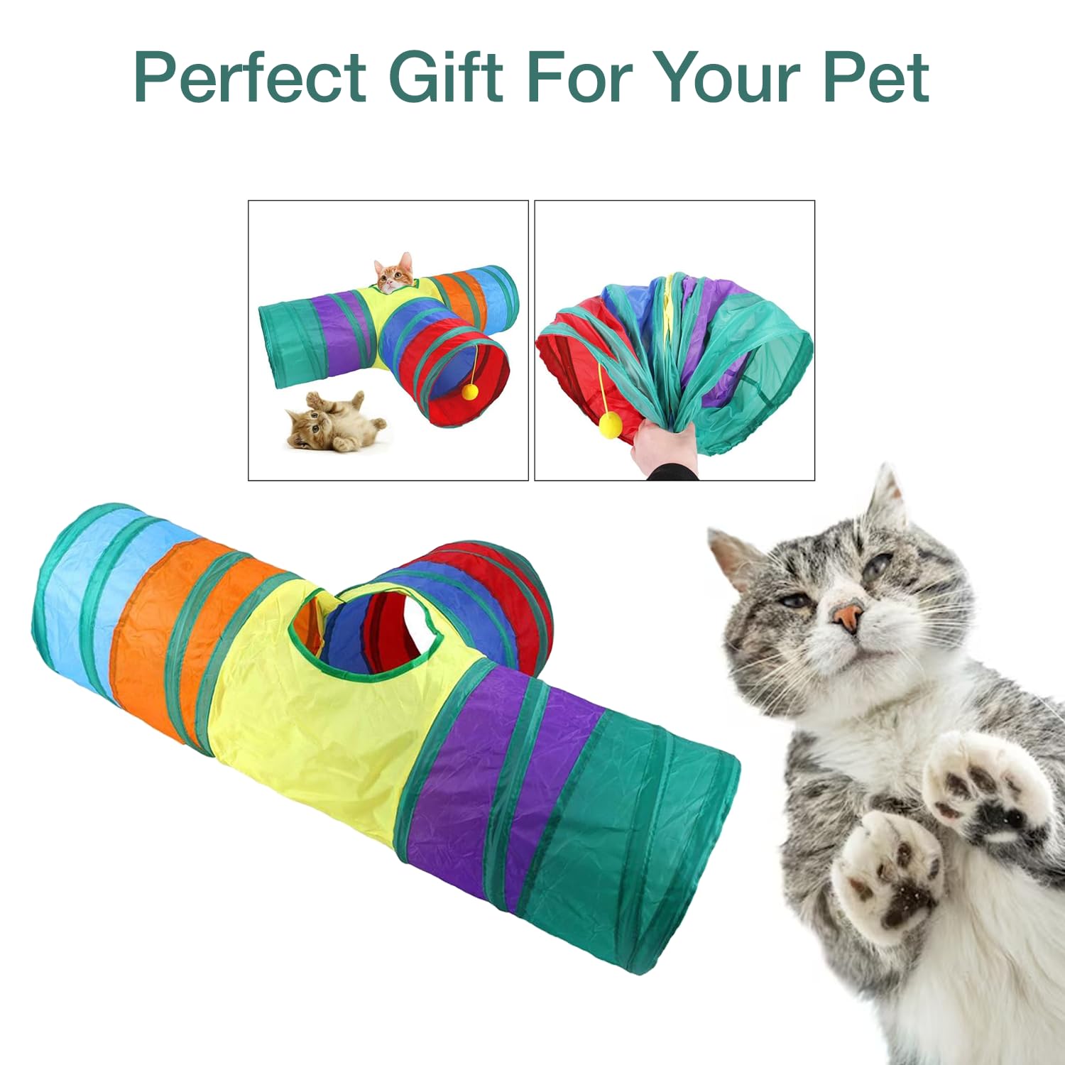 Petbabas 3-Way Pet Tunnels and Activity Toys for Small Animals