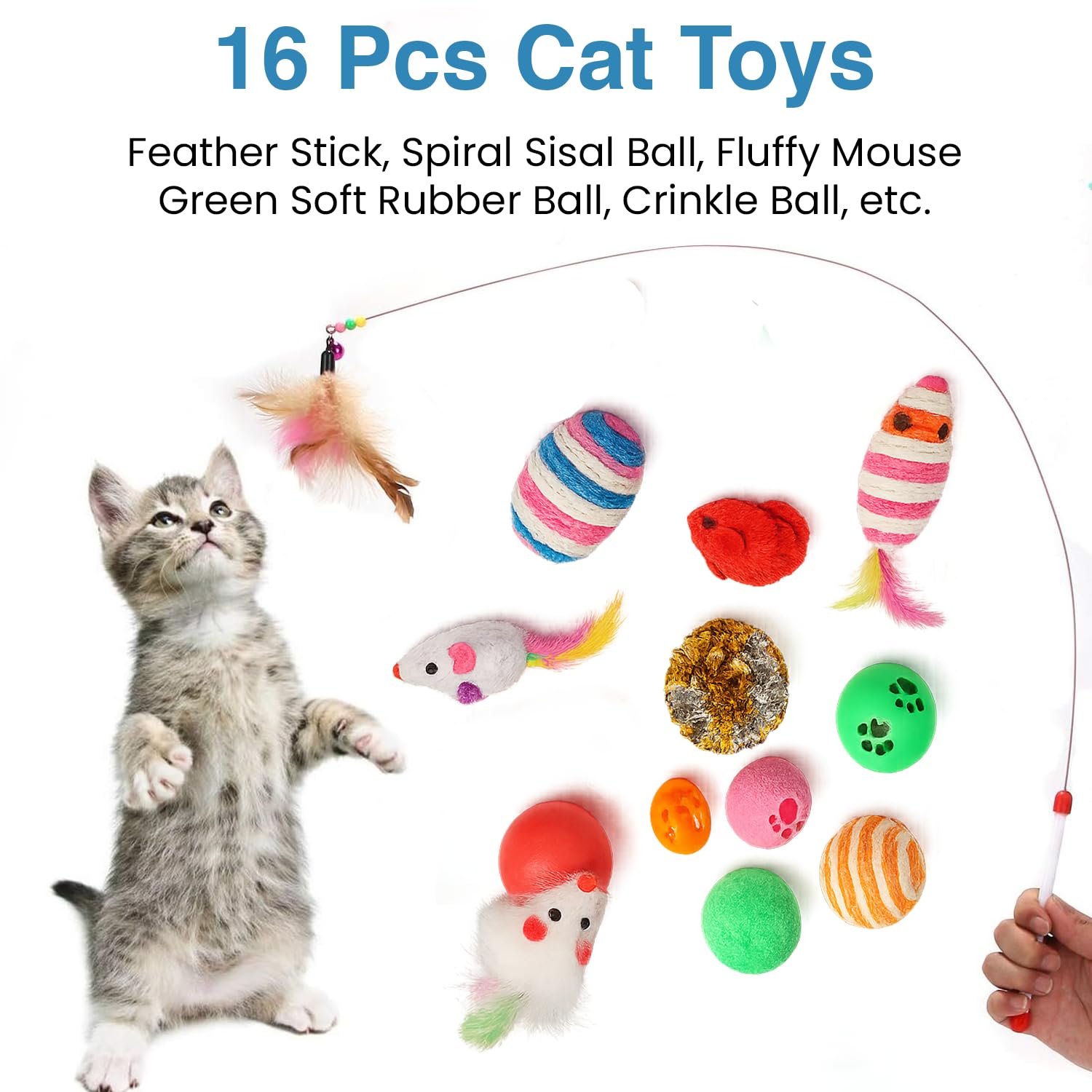 Petbabas 16 Pcs Cat Toy Set