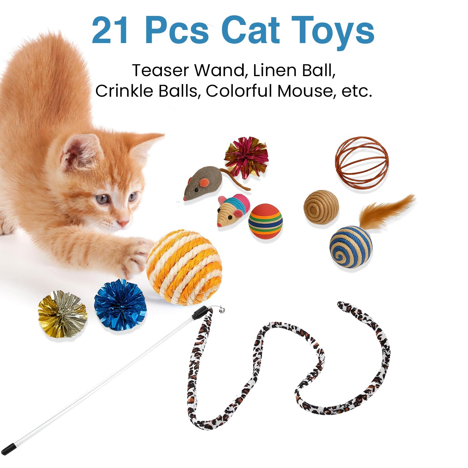Petbabas 21 Pcs Cat Toy Set