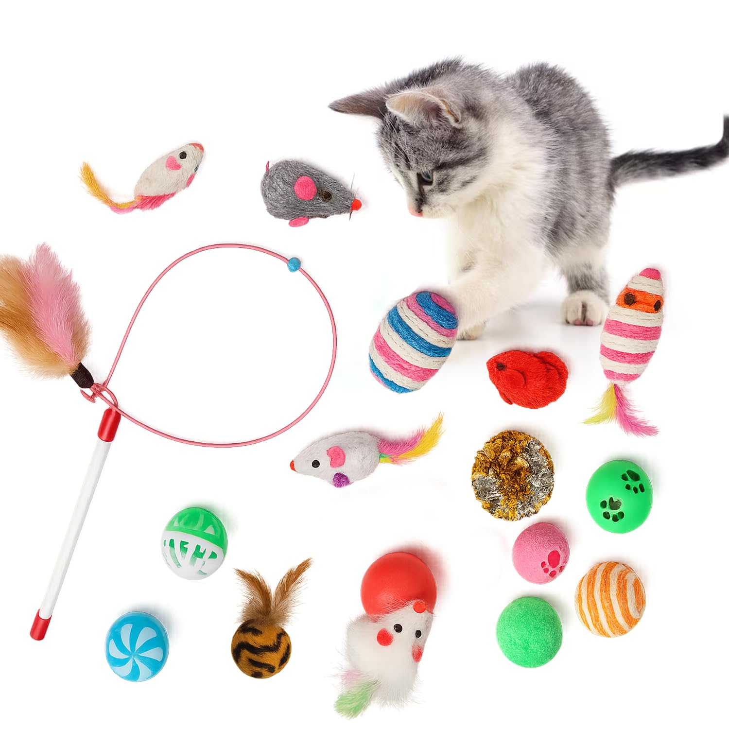 Petbabas 16 Pcs Cat Toy Set