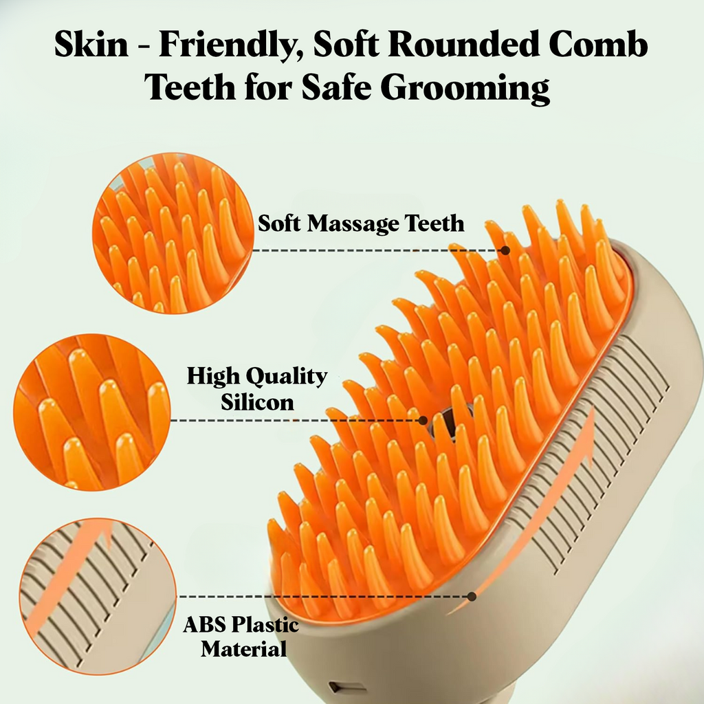 Petbabas Grooming Brush Comb For Remove Loose Hair Rechargeable Steamy Brush