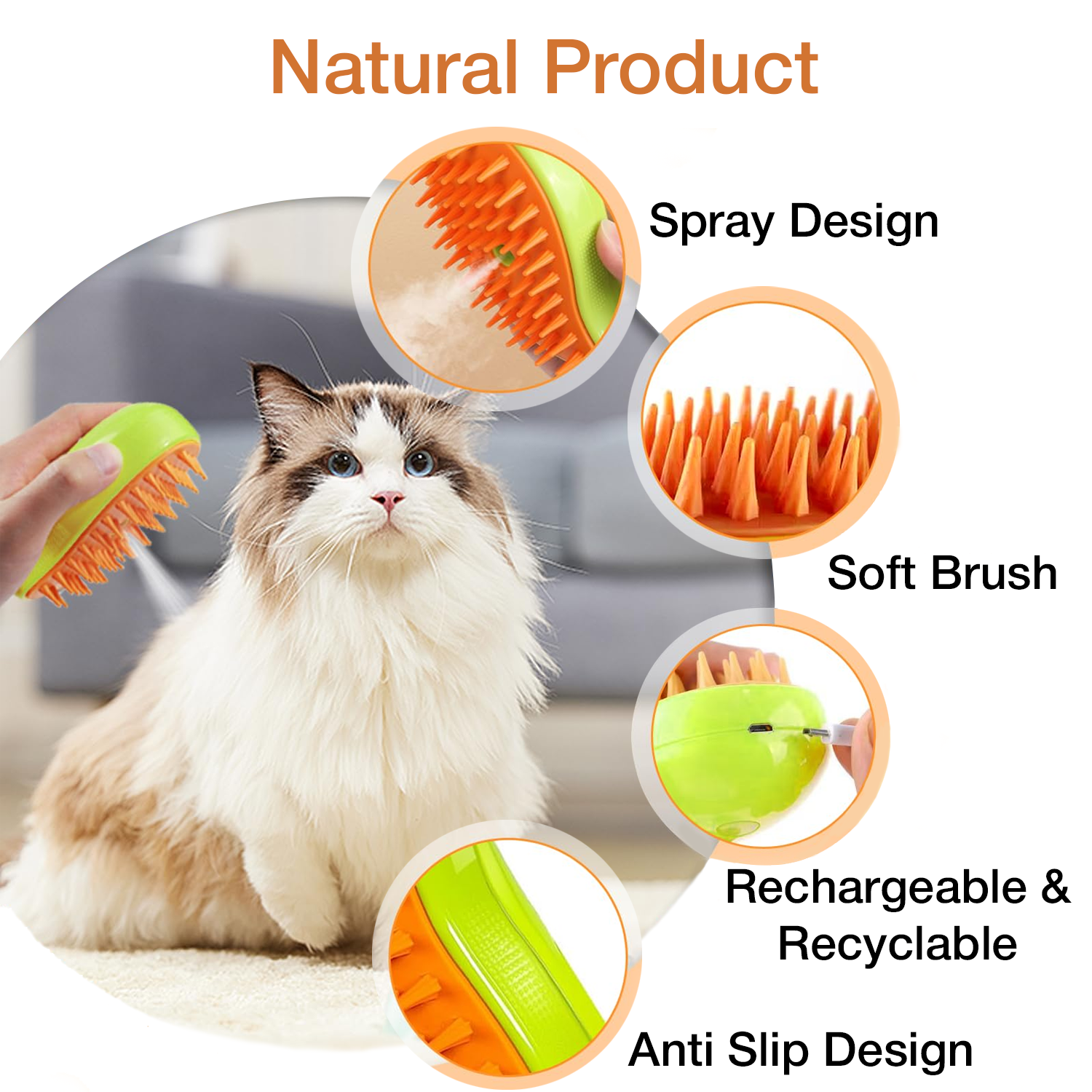 Petbabas Silicone ABS Small Style Pet Steam Comb