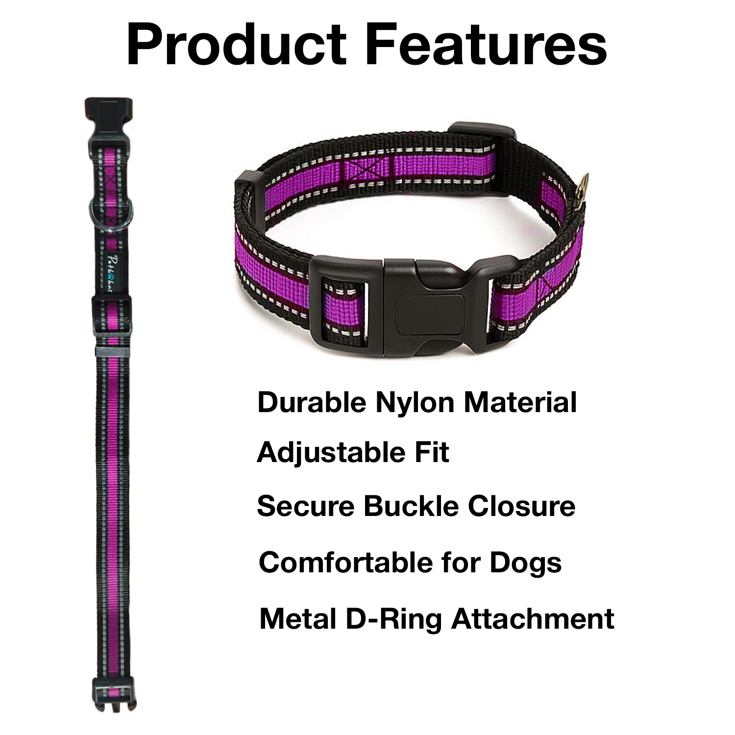 Petbabas Reflective Adjustable Pet Collar for Dogs and Cats