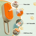 Petbabas Grooming Brush Comb For Remove Loose Hair Rechargeable Steamy Brush
