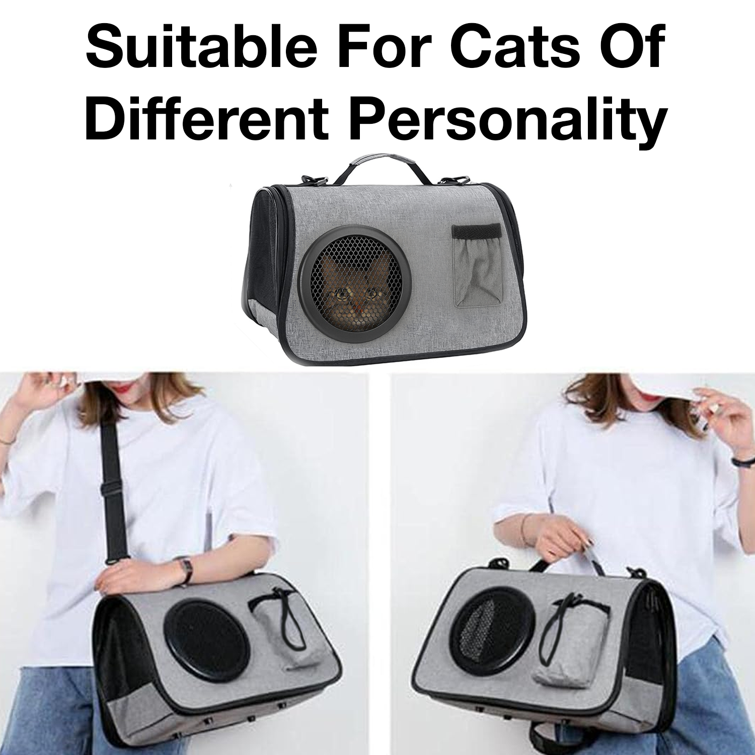 Petbabas Cat Travel Carrier Bag Grey