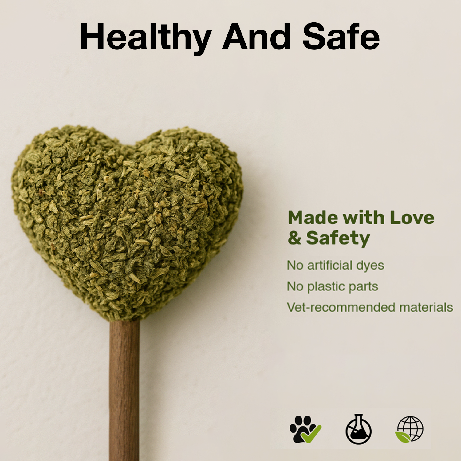 Petbabas Heart-Shaped Cat Toy with Catnip