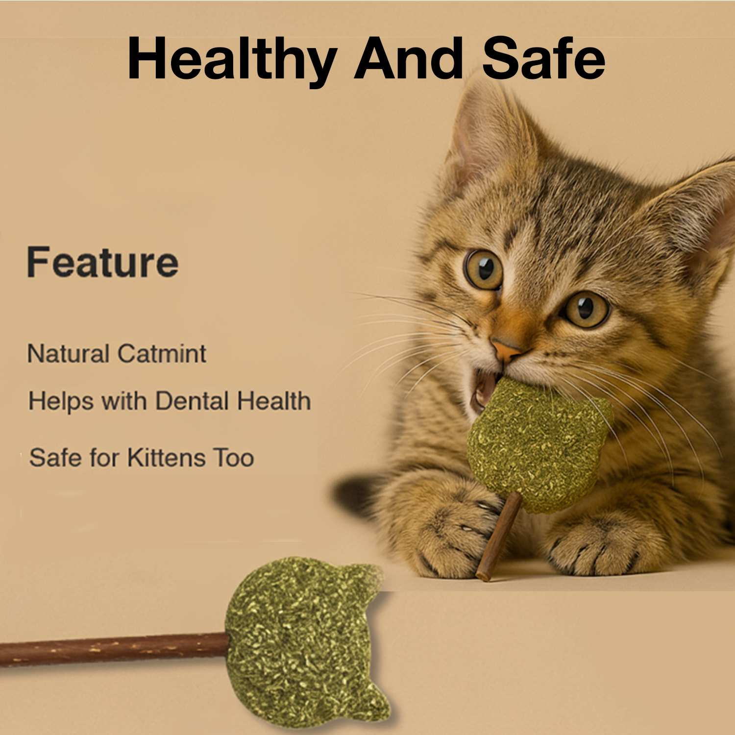 Petbabas Teddy-Shaped Cat Toy with Catnip