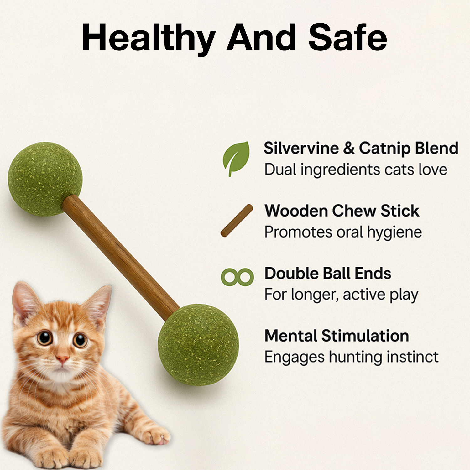 Petbabas Mint Stick Cat Toy with Catnip