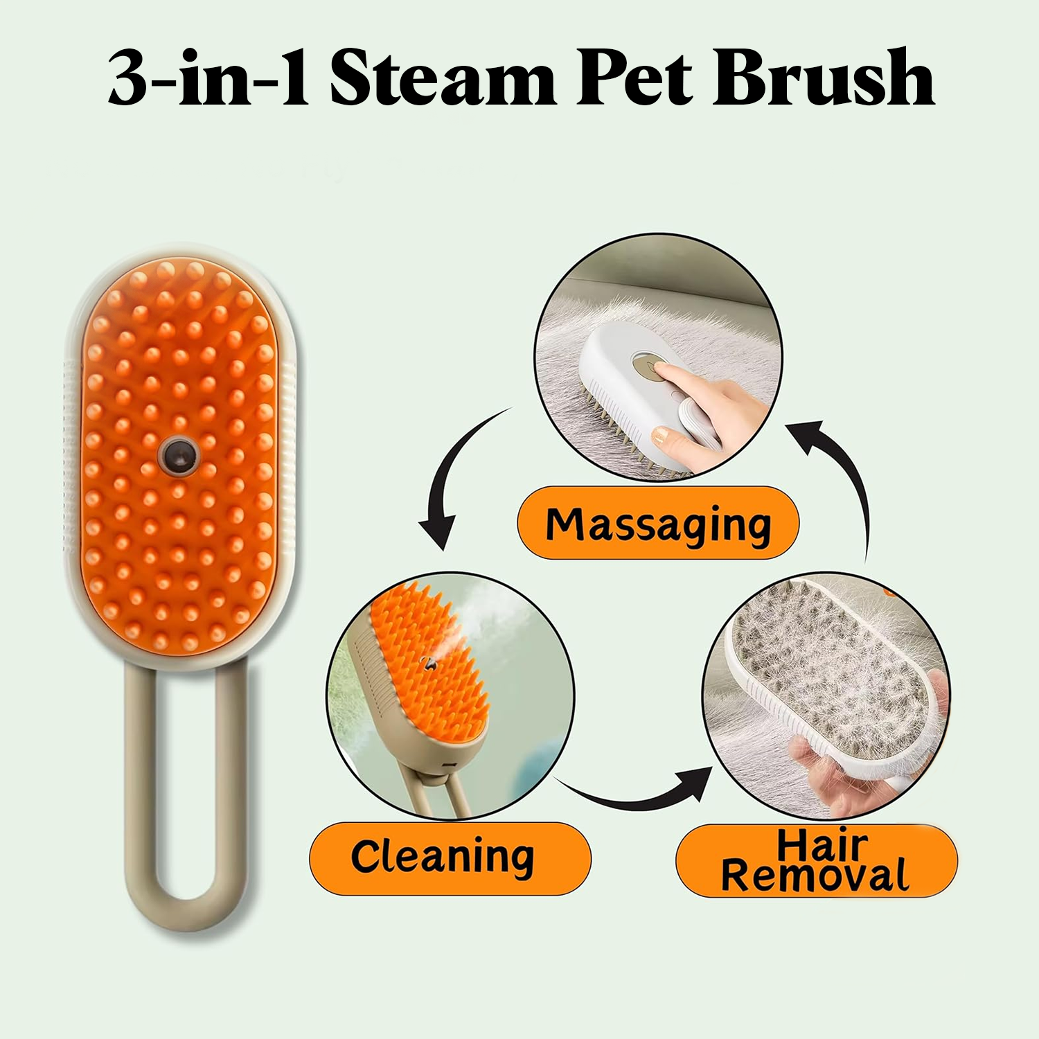 Petbabas Grooming Brush Comb For Remove Loose Hair Rechargeable Steamy Brush