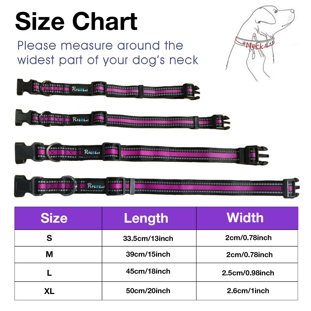 Petbabas Reflective Adjustable Pet Collar for Dogs and Cats