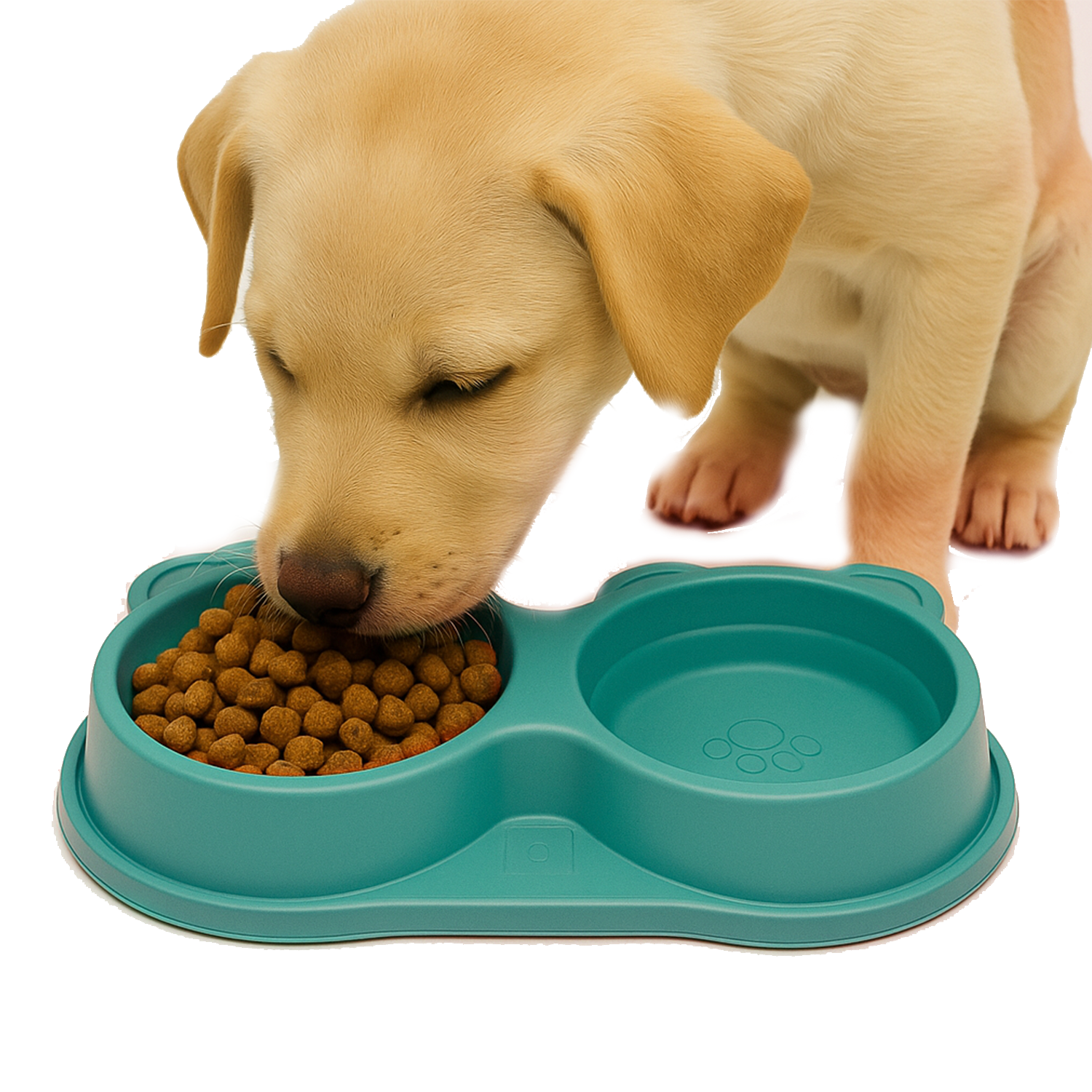 Petbabas Dog Ceramic teddy Bear Shaped Cute 2 in 1 Feeding Bowl