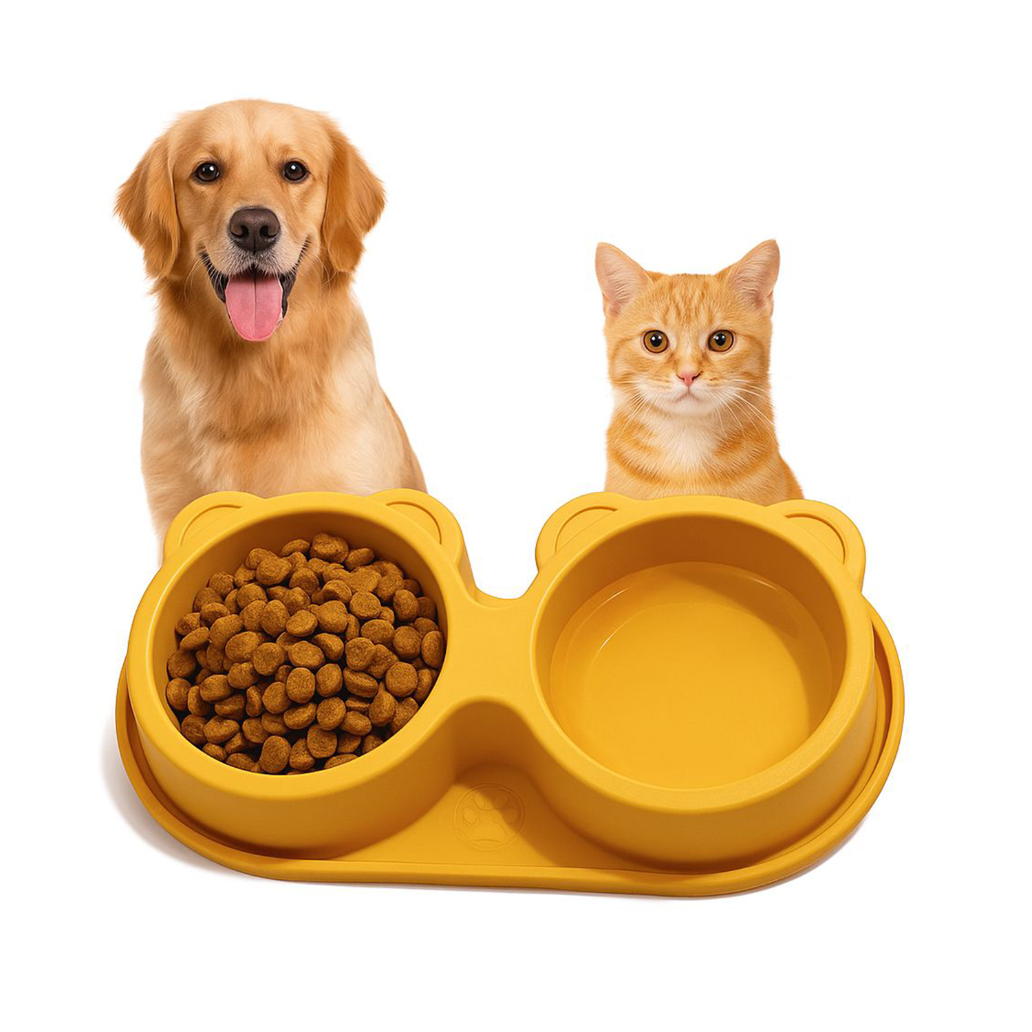 Petbabas Dog Ceramic teddy Bear Shaped Cute 2 in 1 Feeding Bowl