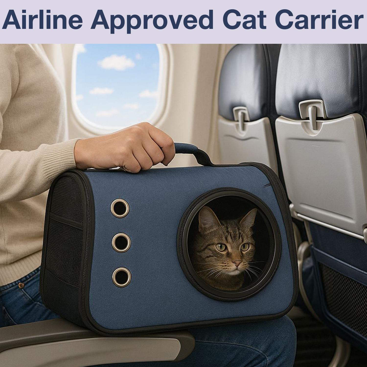 Petbabas Cat Travel Carrier Bag Blue