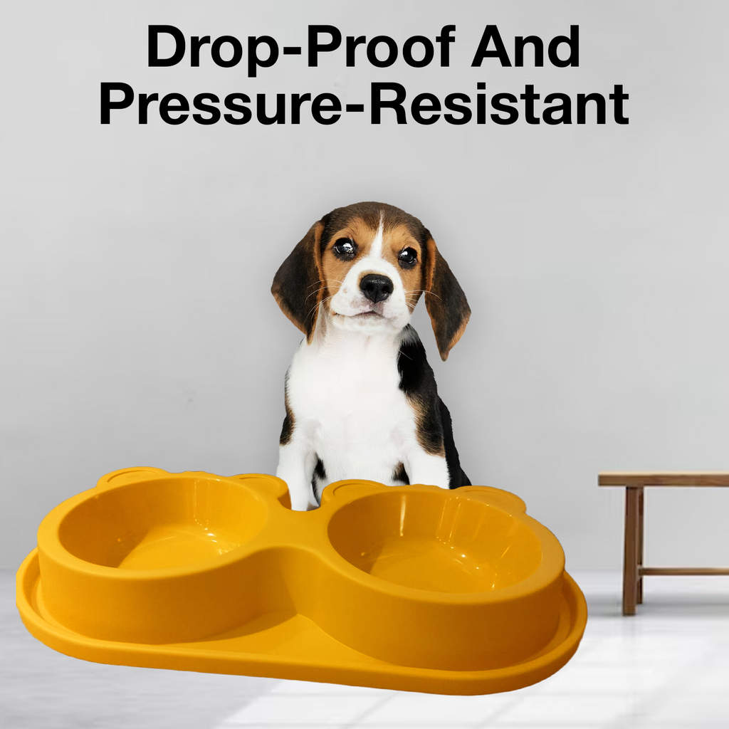 Petbabas Dog Ceramic teddy Bear Shaped Cute 2 in 1 Feeding Bowl