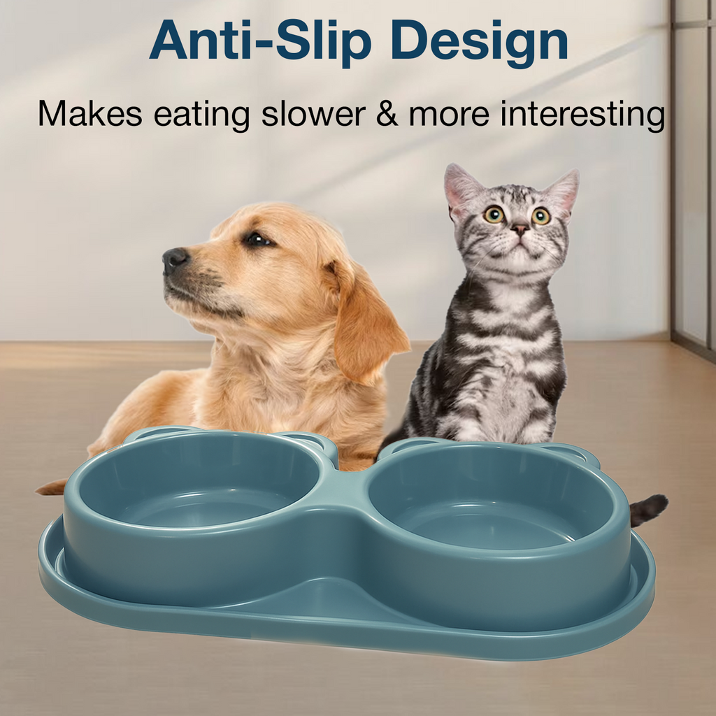 Petbabas Dog Ceramic teddy Bear Shaped Cute 2 in 1 Feeding Bowl