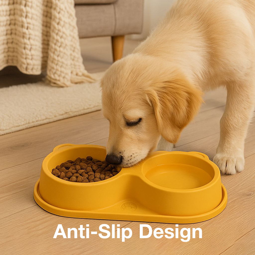 Petbabas Dog Ceramic teddy Bear Shaped Cute 2 in 1 Feeding Bowl