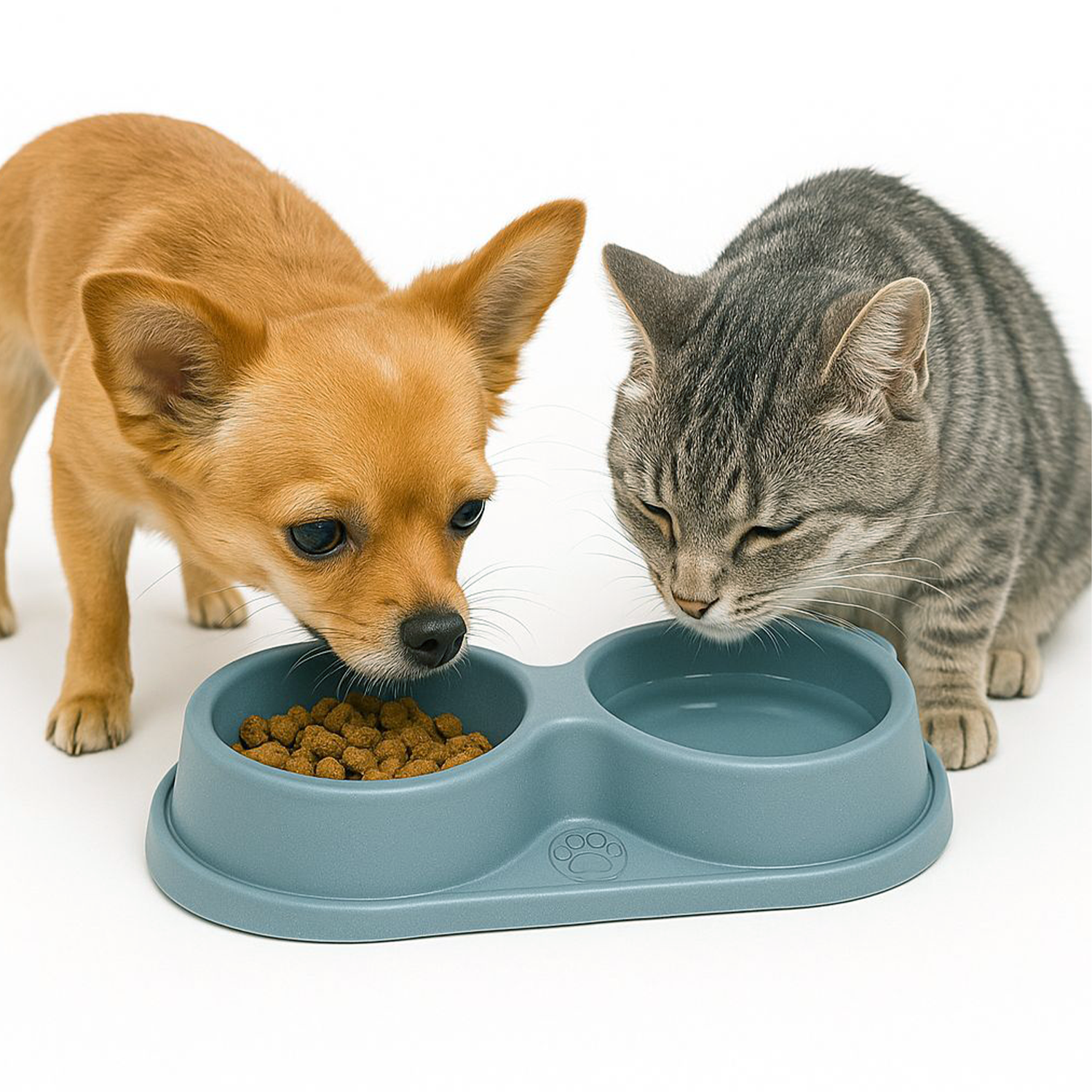 Petbabas Dog Ceramic teddy Bear Shaped Cute 2 in 1 Feeding Bowl