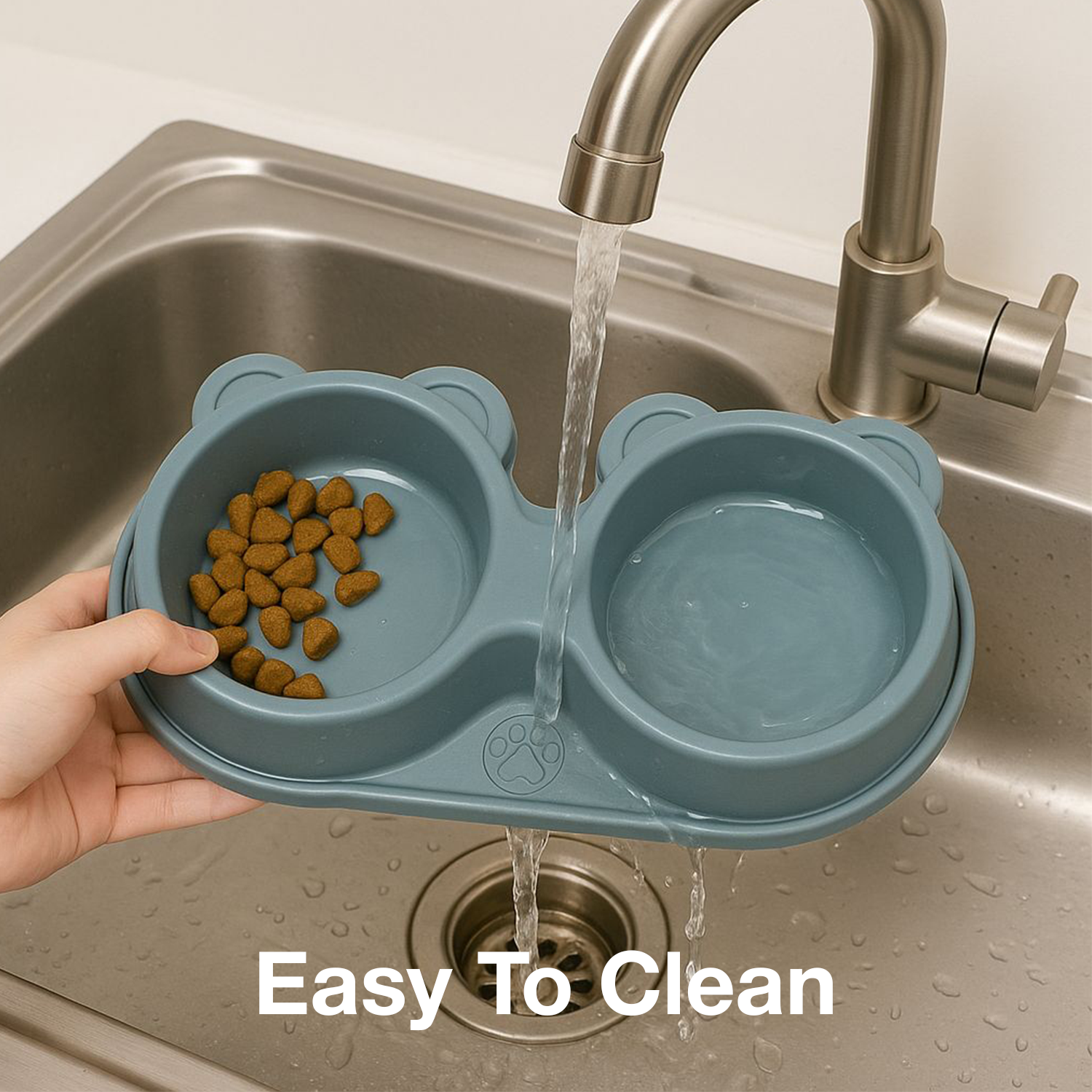 Petbabas Dog Ceramic teddy Bear Shaped Cute 2 in 1 Feeding Bowl