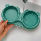 Petbabas Dog Ceramic teddy Bear Shaped Cute 2 in 1 Feeding Bowl