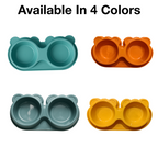 Petbabas Dog Ceramic teddy Bear Shaped Cute 2 in 1 Feeding Bowl